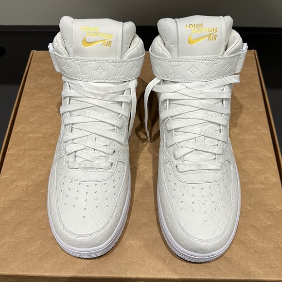 Louis Vuitton X Nike X Virgil Abloh Off-White Air Force One High White - 9 1/2 - Picture 6 of 12